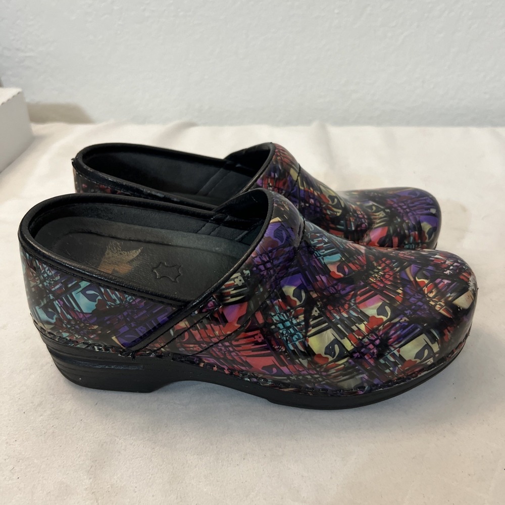 Dansko Womens Clogs LT Pro Watercolor Tooled Leather Comfort Womens 37 EU 6.5 7 - Picture 7 of 9
